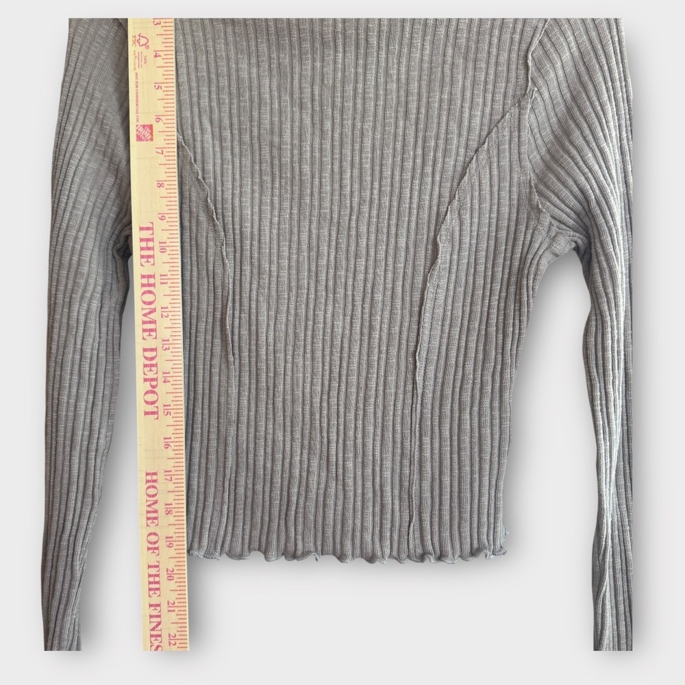 Altar'd‎ State Gray Ribbed Knit Ruffle Mock Neck Long Sleeve Top Women's XL - Picture 7 of 9